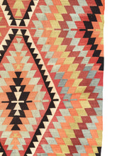 Load image into Gallery viewer, 7x12 Vintage South Western Anatolian Turkish Kilim Area Rug | Staggered Tribal Motifs Vibrant Colors | SKU 307
