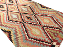 Load image into Gallery viewer, 7x12 Vintage South Western Anatolian Turkish Kilim Area Rug | Staggered Tribal Motifs Vibrant Colors | SKU 307

