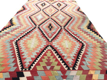 Load image into Gallery viewer, 7x12 Vintage South Western Anatolian Turkish Kilim Area Rug | Staggered Tribal Motifs Vibrant Colors | SKU 307

