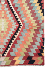 Load image into Gallery viewer, 7x12 Vintage South Western Anatolian Turkish Kilim Area Rug | Staggered Tribal Motifs Vibrant Colors | SKU 307
