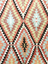 Load image into Gallery viewer, 7x12 Vintage South Western Anatolian Turkish Kilim Area Rug | Staggered Tribal Motifs Vibrant Colors | SKU 307
