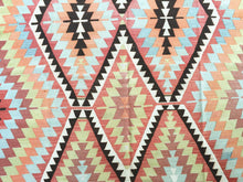 Load image into Gallery viewer, 7x12 Vintage South Western Anatolian Turkish Kilim Area Rug | Staggered Tribal Motifs Vibrant Colors | SKU 307
