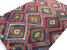 Load image into Gallery viewer, 6x10 Vintage Western Anatolian Turkish Kilim Area Rug | Repeating Symmetrical Motifs Bold Colors | SKU 309
