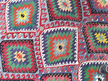 Load image into Gallery viewer, 6x10 Vintage Western Anatolian Turkish Kilim Area Rug | Repeating Symmetrical Motifs Bold Colors | SKU 309
