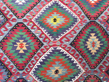 Load image into Gallery viewer, 6x10 Vintage Western Anatolian Turkish Kilim Area Rug | Repeating Symmetrical Motifs Bold Colors | SKU 309
