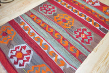 Load image into Gallery viewer, 4x7 Vintage Eastern Anatolian &#39;Kars&#39; Turkish Kilim Area Rug | Stripes with different colors and bold symbols | SKU 343
