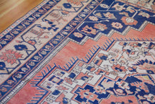 Load image into Gallery viewer, 5x9 Vintage Central Anatolian Oushak Style &#39;Taspinar&#39; Navy Turkish Area Rug | Bold medallion muted field geometric border | SKU 355
