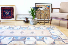 Load image into Gallery viewer, 4x7 Vintage Western Anatolian &#39;Milas&#39; Turkish Area Rug | Spacious Unique Field with Repeating Motifs | SKU 370

