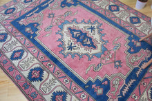 Load image into Gallery viewer, 6x9 Vintage Central Anatolian &#39;Nigde&#39; Turkish Area Rug | Unique medallion design on pink field geometric border | SKU 396
