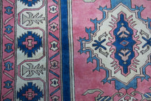 Load image into Gallery viewer, 6x9 Vintage Central Anatolian &#39;Nigde&#39; Turkish Area Rug | Unique medallion design on pink field geometric border | SKU 396
