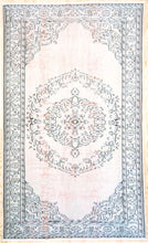 Load image into Gallery viewer, 6x9 Vintage Western Anatolian Oushak Style &#39;Demirci&#39; Turkish Area Rug | Bold medallion on spacious spacious field floral border | SKU 397
