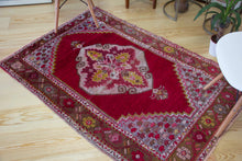 Load image into Gallery viewer, 4x5 Vintage Central Anatolian &#39;Kirsehir&#39; Turkish Area Rug | Bold medallion floral design red field pink accents | SKU 403

