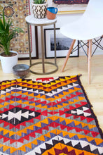 Load image into Gallery viewer, 4x6 Vintage Anatolian Turkish Kilim Area Rug | Interlocked tribal motifs with  vibrant colors | SKU 407
