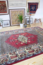 Load image into Gallery viewer, 5x7 Vintage Central Anatolian &#39;Kula&#39; Turkish Area Rug | Bold medallion geometric design earthy colors | SKU 410
