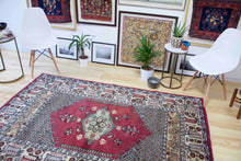 Load image into Gallery viewer, 5x7 Vintage Central Anatolian &#39;Kula&#39; Turkish Area Rug | Bold medallion geometric design earthy colors | SKU 410
