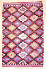 Load image into Gallery viewer, 6x9 Vintage Anatolian Turkish Kilim Area Rug | Repeating geometric tribal symbols | SKU 412
