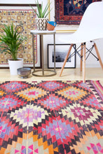Load image into Gallery viewer, 6x9 Vintage Anatolian Turkish Kilim Area Rug | Repeating geometric tribal symbols | SKU 412
