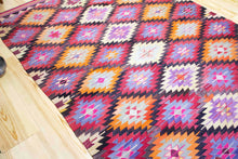 Load image into Gallery viewer, 6x9 Vintage Anatolian Turkish Kilim Area Rug | Repeating geometric tribal symbols | SKU 412
