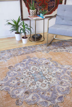 Load image into Gallery viewer, 7x10 Vintage Central Anatolian Oushak Style &#39;Isparta&#39; Turkish Area Rug | Bold medallion geometric floral design | SKU 423

