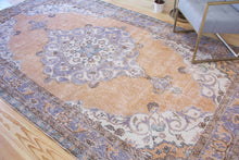 Load image into Gallery viewer, 7x10 Vintage Central Anatolian Oushak Style &#39;Isparta&#39; Turkish Area Rug | Bold medallion geometric floral design | SKU 423
