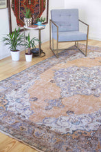 Load image into Gallery viewer, 7x10 Vintage Central Anatolian Oushak Style &#39;Isparta&#39; Turkish Area Rug | Bold medallion geometric floral design | SKU 423
