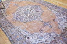 Load image into Gallery viewer, 7x10 Vintage Central Anatolian Oushak Style &#39;Isparta&#39; Turkish Area Rug | Bold medallion geometric floral design | SKU 423

