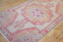 Load image into Gallery viewer, 4x7 Vintage Central Anatolian &#39;Oushak&#39; Turkish Area Rug | Bold Medallion Spacious Field Pink Accents | SKU 424
