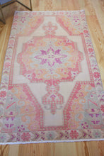 Load image into Gallery viewer, 4x7 Vintage Central Anatolian &#39;Oushak&#39; Turkish Area Rug | Bold Medallion Spacious Field Pink Accents | SKU 424
