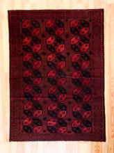 Load image into Gallery viewer, 6x9 Vintage Caucasian &#39;Turkmen Style&#39; Area Rug | Traditional geometric design, bordeaux field | SKU 432
