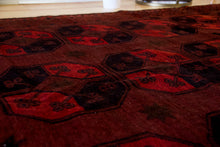 Load image into Gallery viewer, 6x9 Vintage Caucasian &#39;Turkmen Style&#39; Area Rug | Traditional geometric design, bordeaux field | SKU 432
