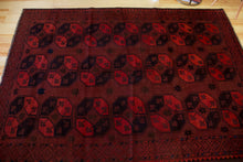Load image into Gallery viewer, 6x9 Vintage Caucasian &#39;Turkmen Style&#39; Area Rug | Traditional geometric design, bordeaux field | SKU 432
