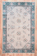 Load image into Gallery viewer, 6x9 Vintage Central Anatolian &#39;Oushak&#39; Turkish Area Rug | Khotan style rug tribal designs on spacious field | SKU 437

