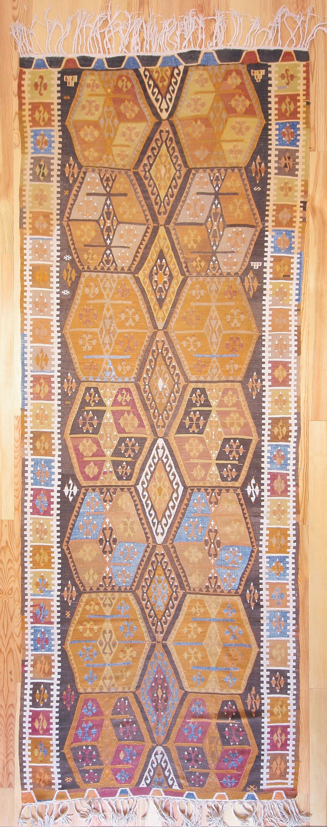5x13 Vintage Anatolian Turkish Oversized Kilim Area Rug | Warm earthy tones tribal symbols | SKU 443