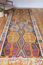 Load image into Gallery viewer, 5x13 Vintage Anatolian Turkish Oversized Kilim Area Rug | Warm earthy tones tribal symbols | SKU 443
