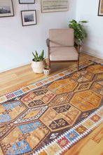 Load image into Gallery viewer, 5x13 Vintage Anatolian Turkish Oversized Kilim Area Rug | Warm earthy tones tribal symbols | SKU 443
