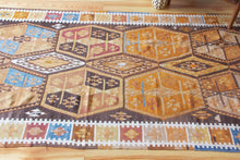 Load image into Gallery viewer, 5x13 Vintage Anatolian Turkish Oversized Kilim Area Rug | Warm earthy tones tribal symbols | SKU 443
