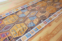 Load image into Gallery viewer, 5x13 Vintage Anatolian Turkish Oversized Kilim Area Rug | Warm earthy tones tribal symbols | SKU 443
