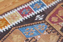 Load image into Gallery viewer, 5x13 Vintage Anatolian Turkish Oversized Kilim Area Rug | Warm earthy tones tribal symbols | SKU 443
