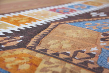 Load image into Gallery viewer, 5x13 Vintage Anatolian Turkish Oversized Kilim Area Rug | Warm earthy tones tribal symbols | SKU 443
