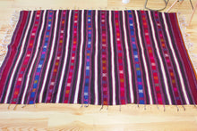 Load image into Gallery viewer, 5x7 Vintage Anatolian Turkish Kilim Area Rug | Strips with bold colors and tribal symbols | SKU 453
