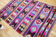 Load image into Gallery viewer, 5x7 Vintage Anatolian Turkish Pink Kilim Area Rug | Strips with bold colors and symbols | SKU 454
