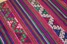 Load image into Gallery viewer, 6x10 Vintage Anatolian Turkish Kilim Area Rug | Strips with bold colors and tribal symbols | SKU 458
