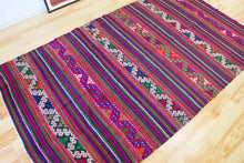 Load image into Gallery viewer, 6x10 Vintage Anatolian Turkish Kilim Area Rug | Strips with bold colors and tribal symbols | SKU 458
