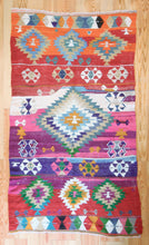 Load image into Gallery viewer, 4x8 Vintage Oversized Western Anatolian Kilim Area Rug | Bold medallion vibrant colors scattered tribal symbols | SKU 467
