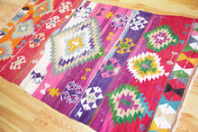 Load image into Gallery viewer, 4x8 Vintage Oversized Western Anatolian Kilim Area Rug | Bold medallion vibrant colors scattered tribal symbols | SKU 467
