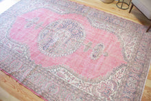 Load image into Gallery viewer, 7x10 Vintage Central Anatolian Oushak Style Turkish Area Rug | Bold medallion spacious field floral border | SKU 496
