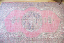 Load image into Gallery viewer, 7x10 Vintage Central Anatolian Oushak Style Turkish Area Rug | Bold medallion spacious field floral border | SKU 496
