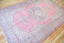 Load image into Gallery viewer, 7x10 Vintage Central Anatolian Oushak Style Turkish Area Rug | Bold medallion spacious field floral border | SKU 496

