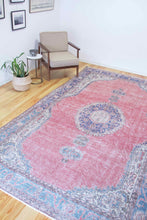 Load image into Gallery viewer, 7x12 Vintage Central Anatolian Oushak Style Turkish Area Rug | Bold medallion spacious field floral border | SKU 497
