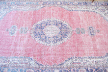 Load image into Gallery viewer, 7x12 Vintage Central Anatolian Oushak Style Turkish Area Rug | Bold medallion spacious field floral border | SKU 497

